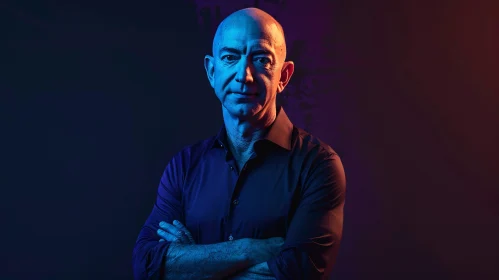 Serious Jeff Bezos in Dramatic Lighting