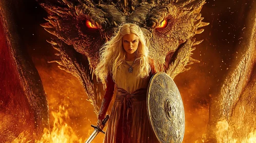 Blonde Warrior with Dragon Protector