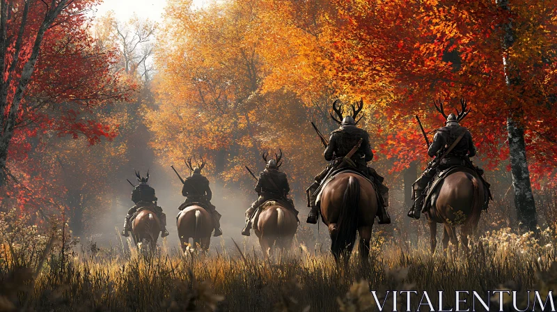 Antlered Riders in the Fall Forest