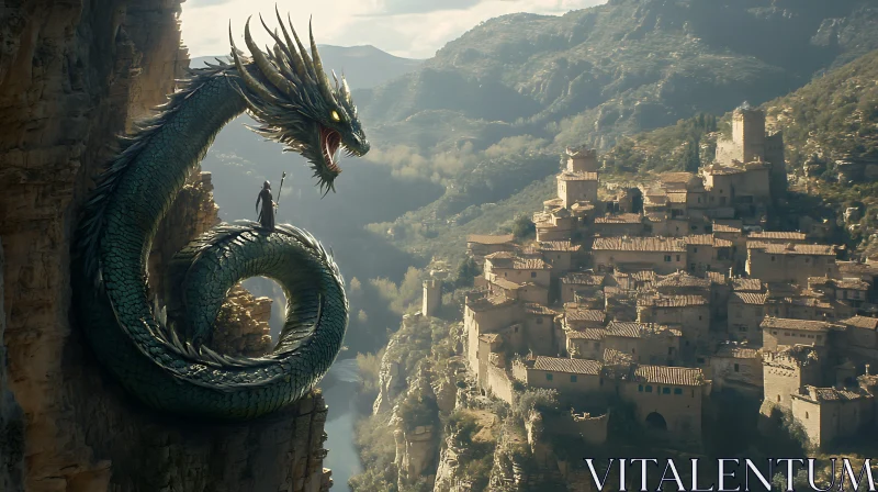Dragon and Wizard Fantasy Landscape