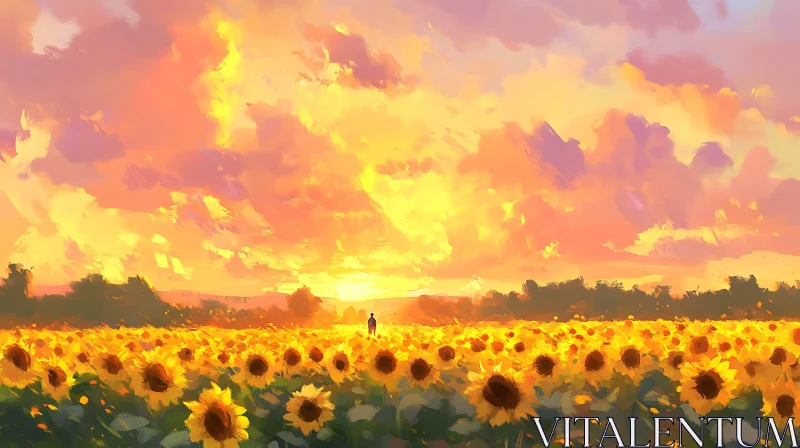 Sunset Field of Sunflowers