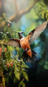 Hummingbird in Flight - A Captivating Forest Encounter