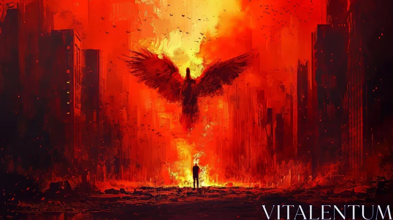 Phoenix Rising from the Ashes: A Captivating Painting of Hope and Rebirth AI Image