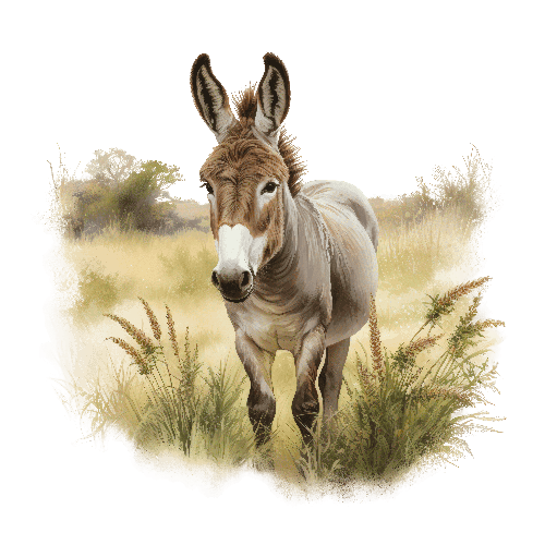 Serene Donkey in Field - Digital Art Showcase