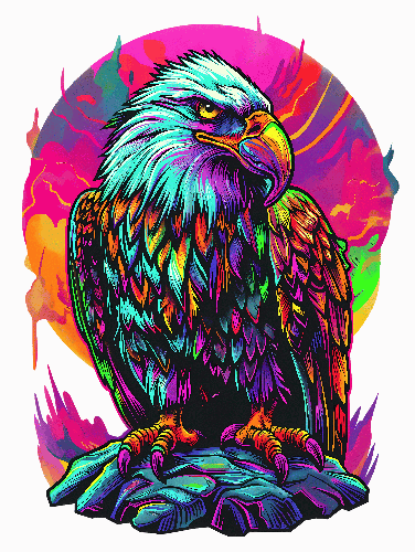 Stunning Multicolored Eagle T-Shirt Design
