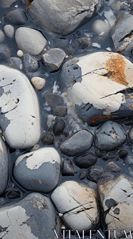 AI ART Ultra-detailed Image of Rocks Submerged in Water