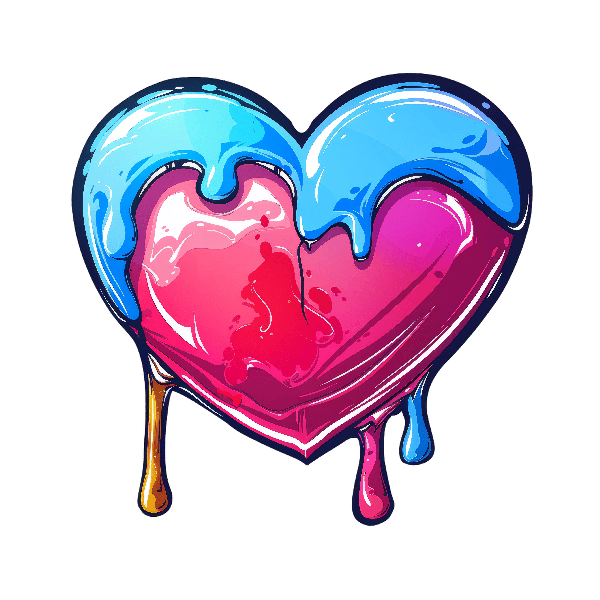 Colorful Dripping Heart Illustration