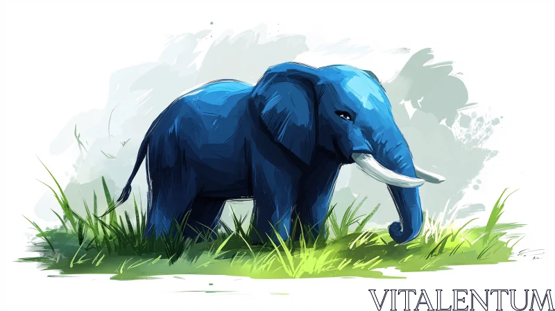 AI ART Blue Elephant in Artistic Landscape