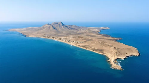 Scenic Aerial View of Deserted Island