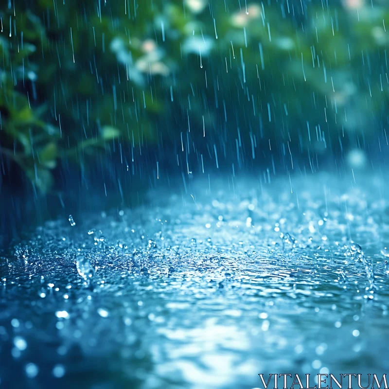 Nature's Calming Rainfall AI Image