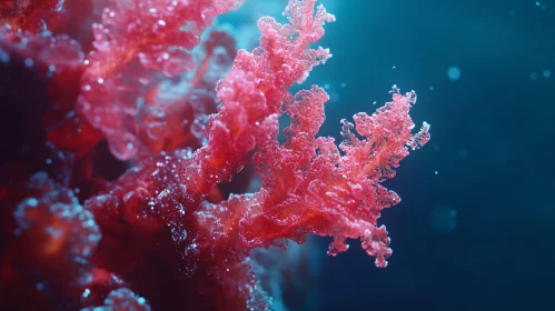 Detailed Underwater View of Red Coral