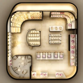 Top View of Ice Cream Shop Layout