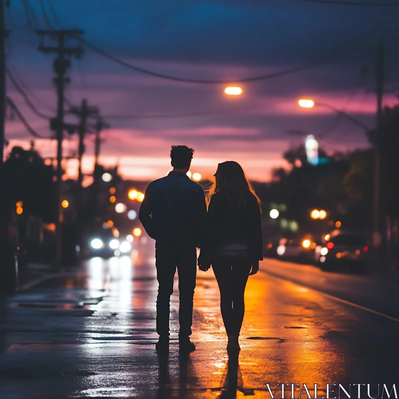 AI ART Couple Walking at Night