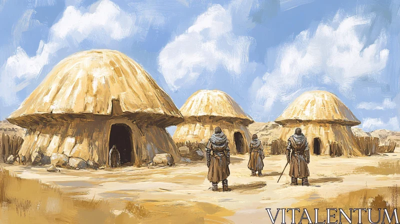 AI ART Arid Settlement with Domed Buildings