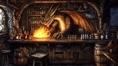 Mythical Tavern with Dragon Bartender