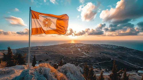 Hilltop Flag at Sunset