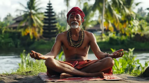 Meditative Man in Natural Setting