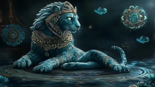 Majestic Jeweled Lion Fantasy Art