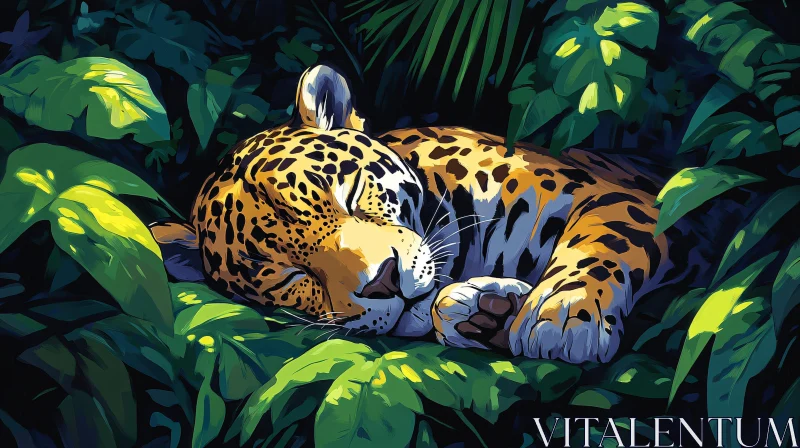 Sleeping Leopard in the Jungle AI Image