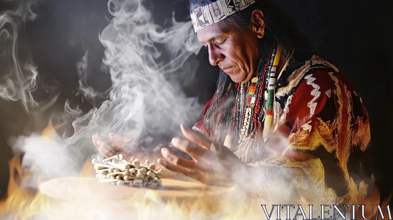 AI ART Shamanic Ceremony with Smoke and Fire