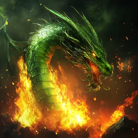 Fiery Dragon in Dark Fantasy Art