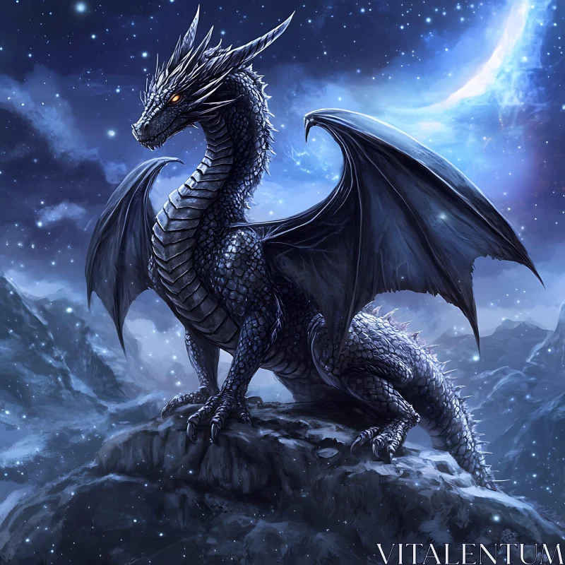 AI ART Fantasy Dragon Night Scene