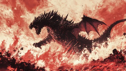 Dragon Amidst Flames