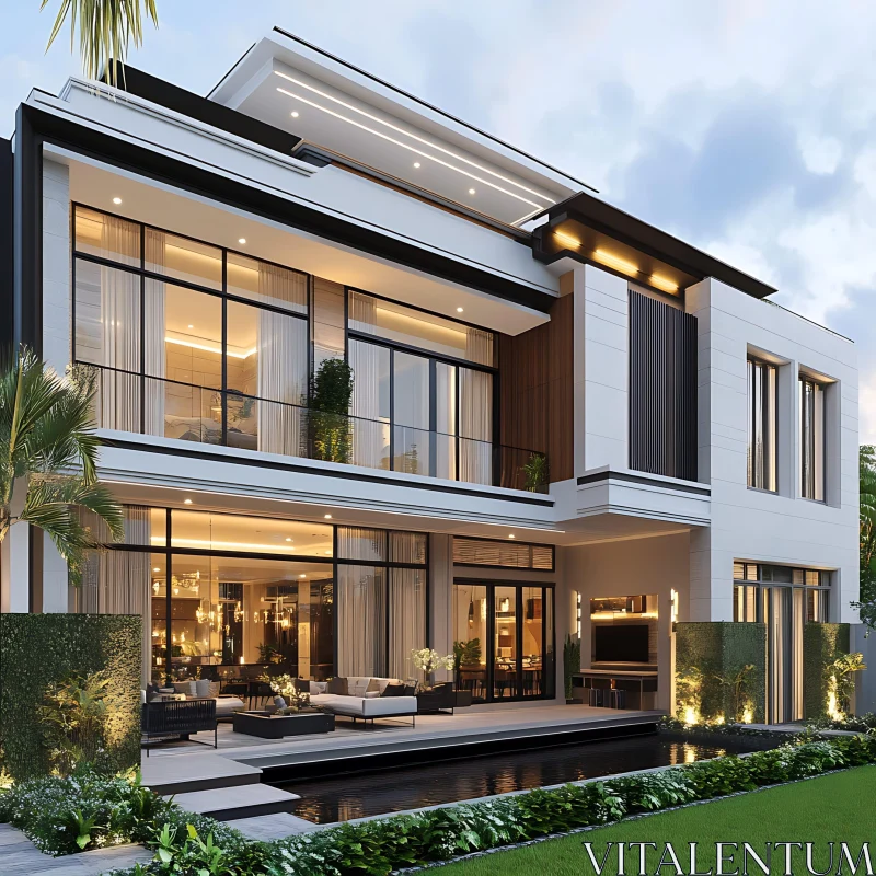 Contemporary Luxury Residence with Sophisticated Exterior AI Image