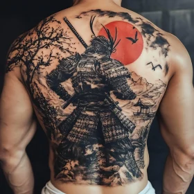 Back Tattoo of Samurai Warrior