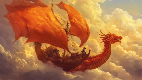 Fantasy Dragon Vessel in the Sky