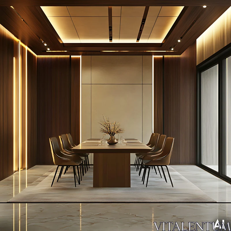 AI ART Sophisticated Dining Room with Modern Design