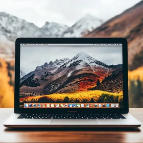 Laptop with Autumn Foliage Wallpaper