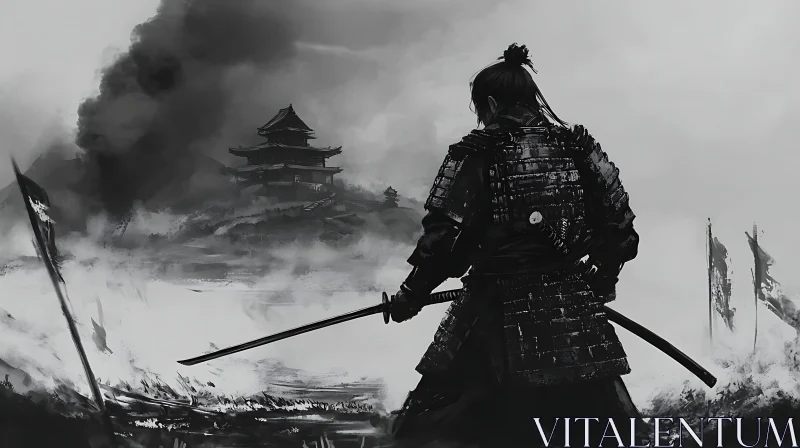 AI ART Monochrome Samurai