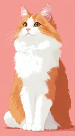 Fluffy Feline Art Against Pink