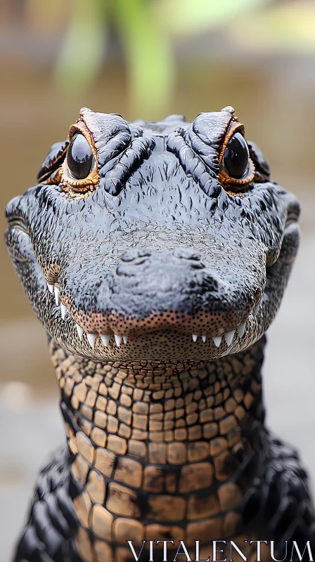 Crocodile's Gaze and Texture AI Image