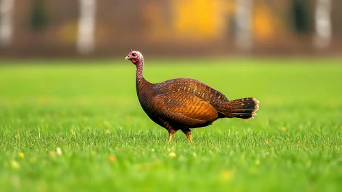 Turkey Portrait on Green Meadow