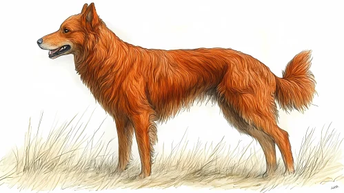 Elegant Dog with Reddish Fur in Nature