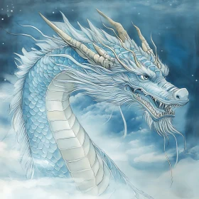 Celestial Blue Dragon Illustration