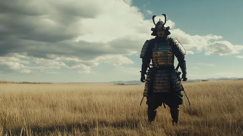 Lone Samurai in Golden Field