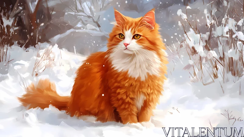 Winter Cat Portrait AI Image