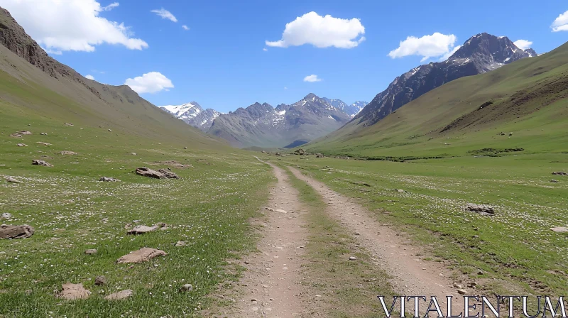 Majestic Mountain Valley Landscape AI Image