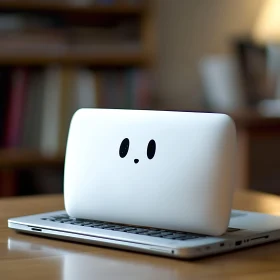 Cute Smiley Face Laptop in Modern Office