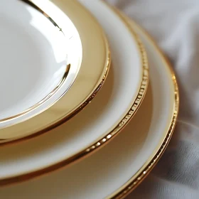 Stack of Luxurious Plates with Gold Edges