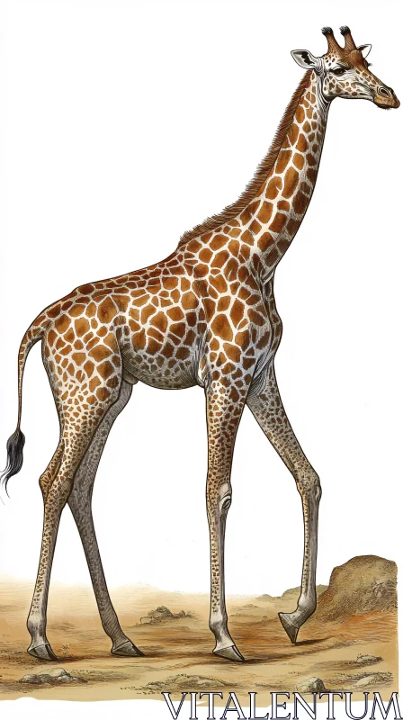 Wildlife Art Featuring a Giraffe AI Image