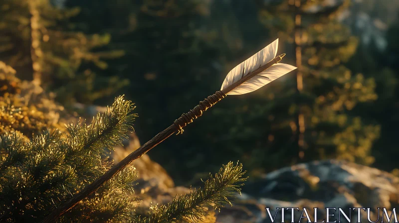 AI ART Sunlit Arrow Amongst Evergreens