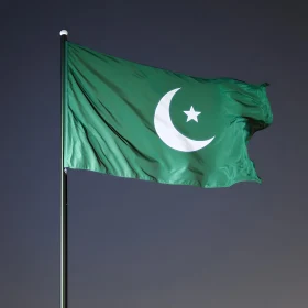 Green Flag with Crescent and Star