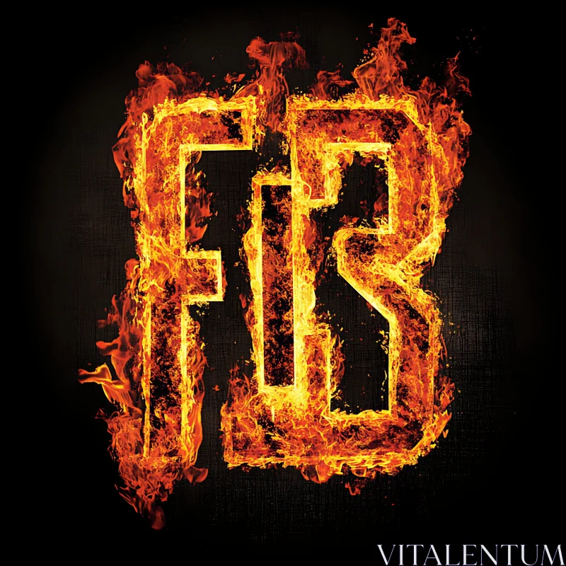 Burning Letters 'F R' in Fiery Flames Art AI Image