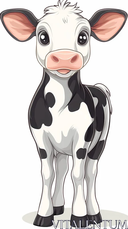 Cute Cow Cartoon Art AI Image