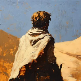 Man in Desert Landscape Painting