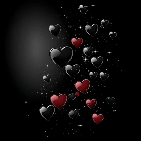 Celestial Hearts on Dark Background